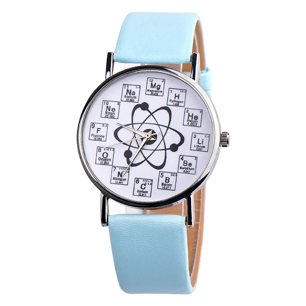 2020 Ladies Watches Creative Design Chemical Element Markers Molecule Pattern Watches Leather Band Quartz Watches Women Watches