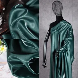 Dark Green Liquid Luster Dress Fabric High-gloss Mirror Draping and Breathable Clothing Cloth Jacket Pants Cotton Jacket