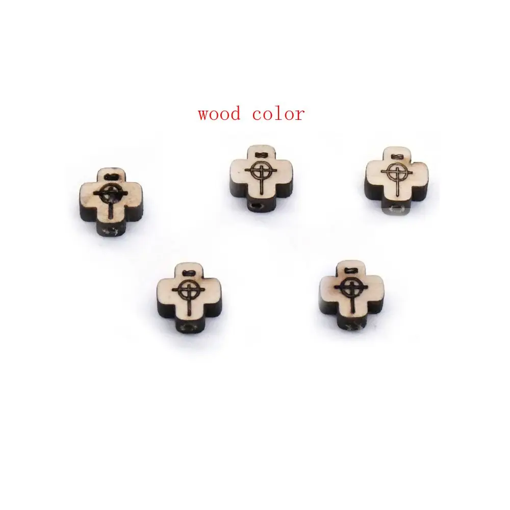 50pcs 10mm Square Wood Cross Pendants Wooden Beads For Necklace/Bracelet/Earring Pendant