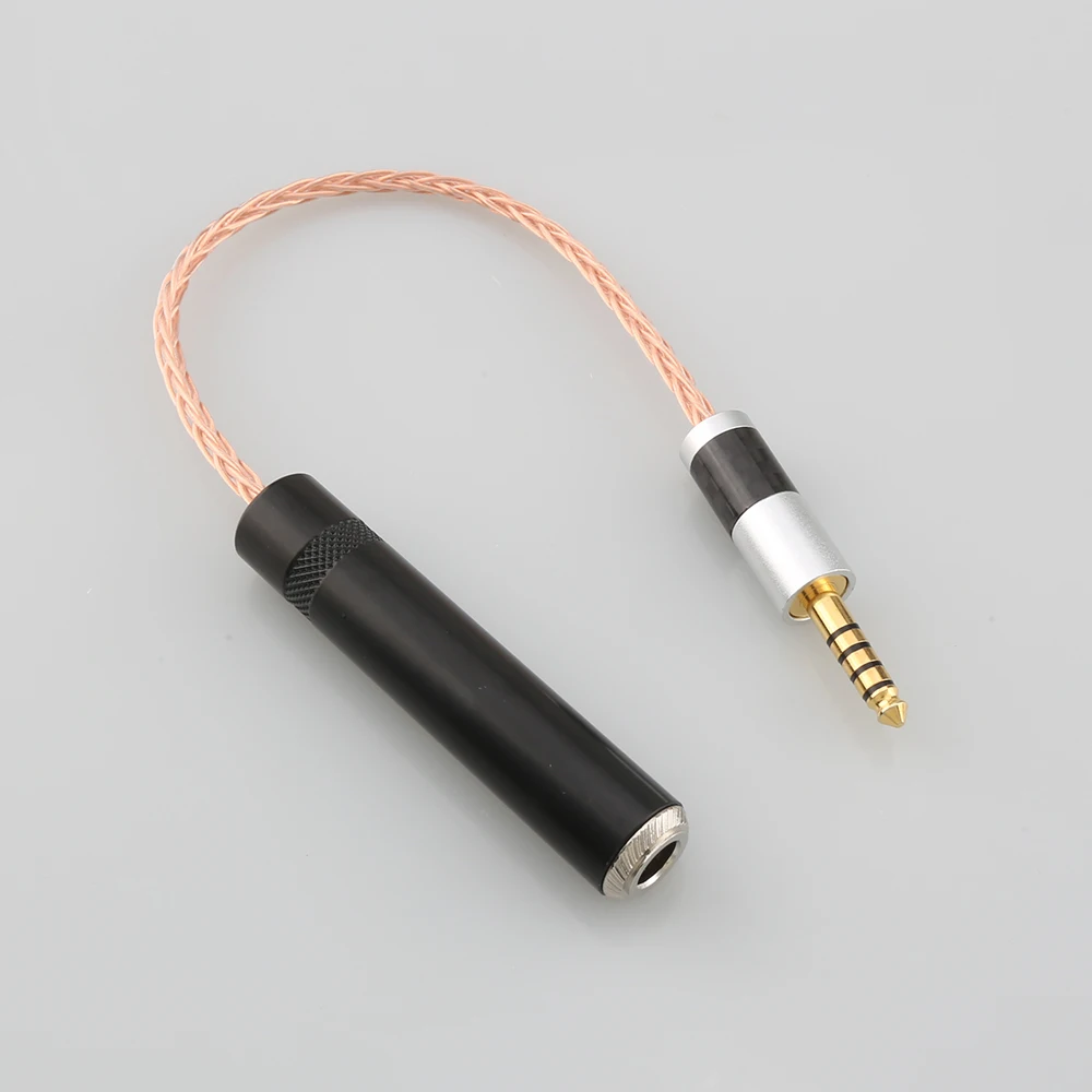 HiFi 4.4mm TRRS zrównoważony męski na 6.35mm TRS 3pin żeński Adapter Audio kabel 4.4mm do 1/4 6.35mm UPOCC pojedyncze miedziane z kryształami