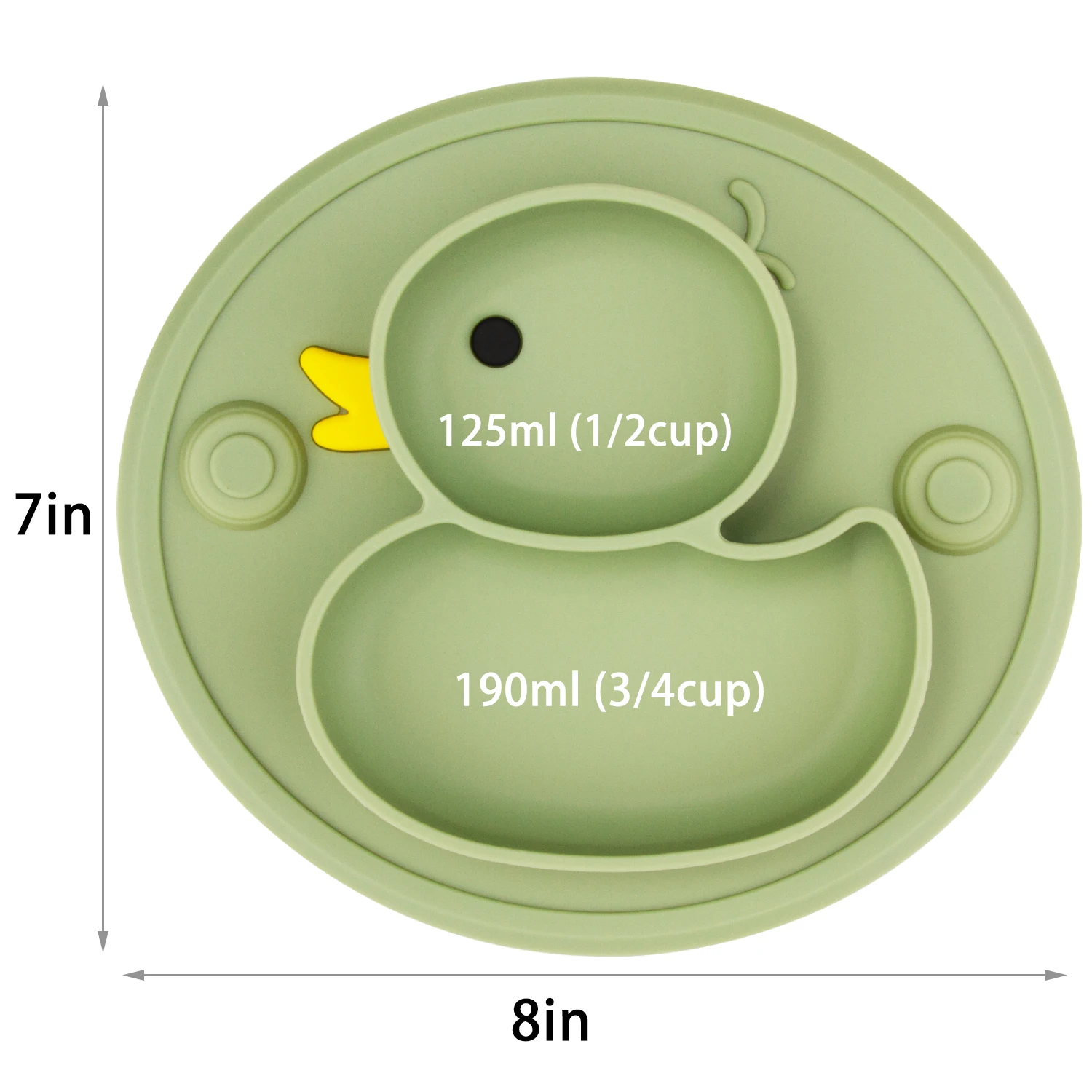 Qshare Baby Divider Cutlery Suction Cup Silicone Plate Toddler Feeding Plate BPA Free NonSlip Severice Dish Food Container