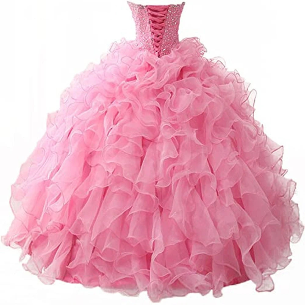 Vestidos de quinceañera para baile de máscaras, corpiño Formal de cristal, Organza, Princesa, fiesta de cumpleaños