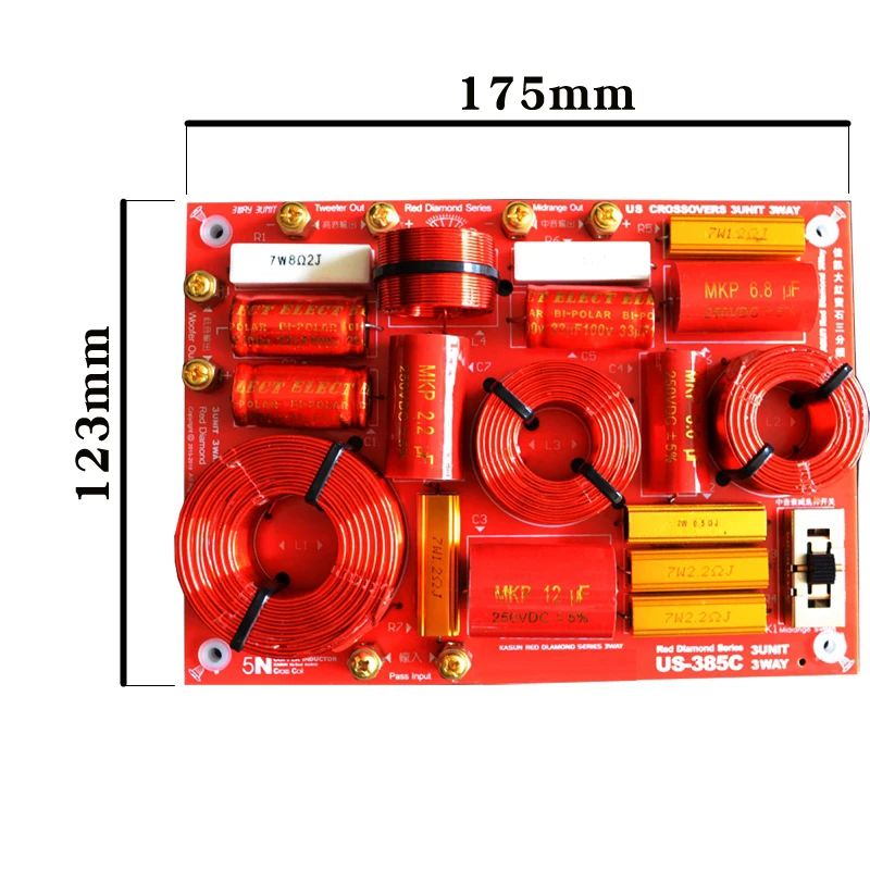 HIFIDIY LIVE US-385C 3 Way 3 speaker Unit (tweeter + mid +bass )HiFi Home Speakers audio  Frequency Divider Crossover Filters