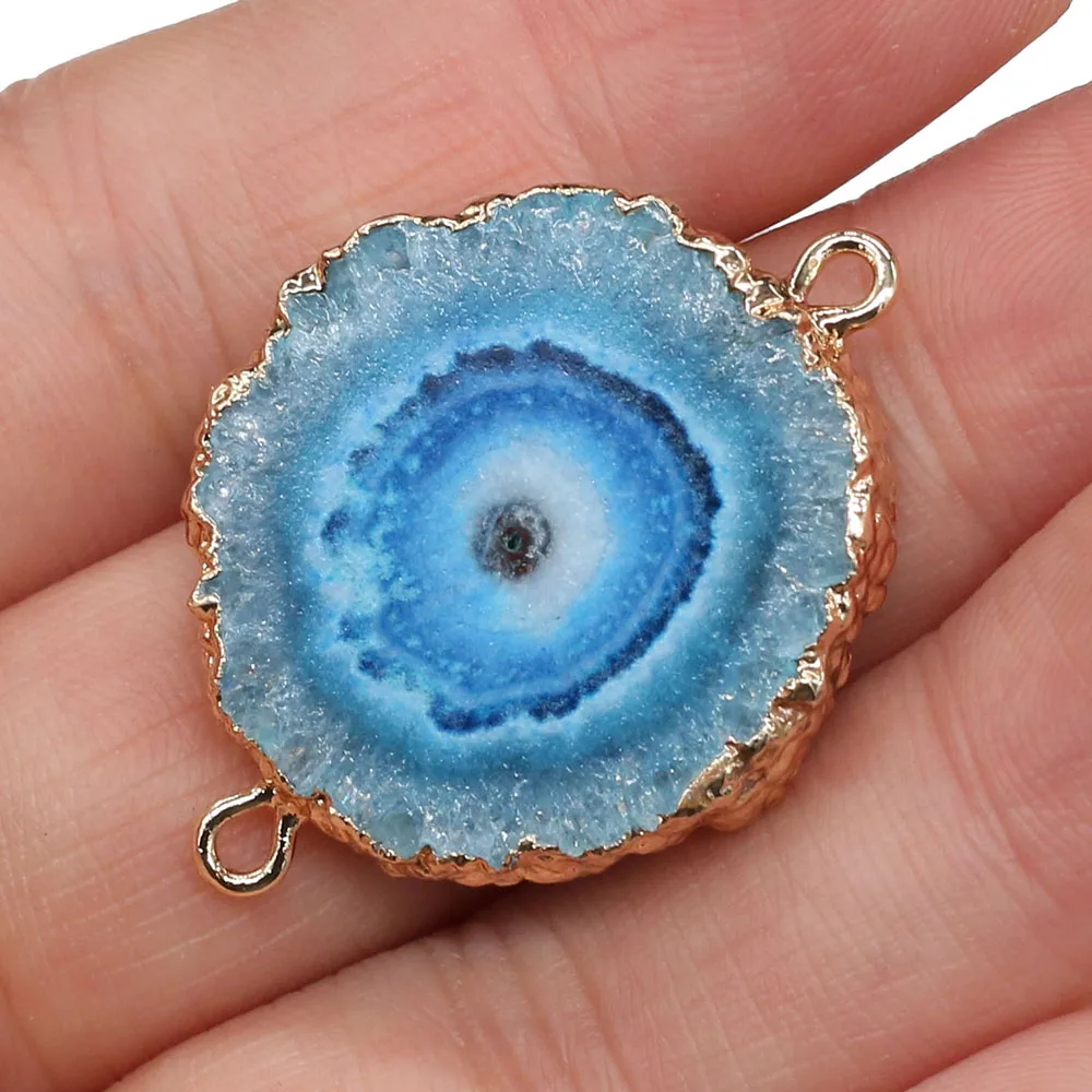 1PC Natural Gem Stone Charms Connector Agates Druzy Quartz Pendant for Handmade Jewelry Making DIY Bracelet Earrings Necklaces