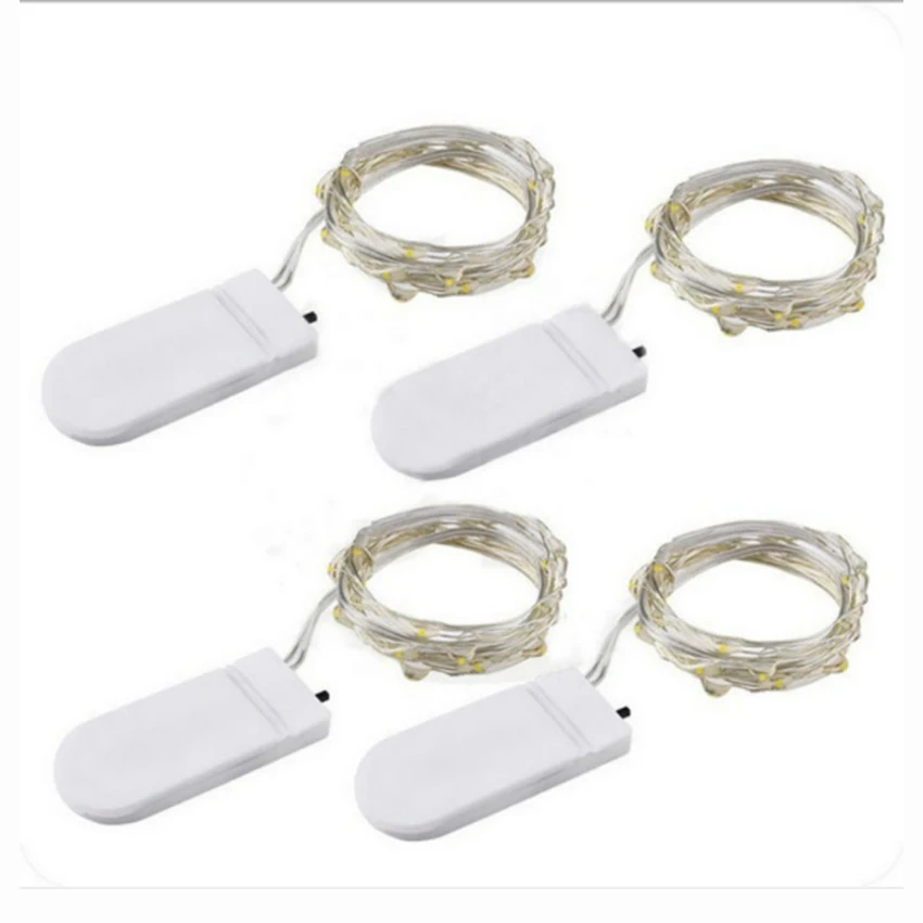 

LED Button Fairy Lamp 1 M 10 LED Christmas Wedding Birthday Party Decoration Copper String Light CR2032 Battery Power Supply