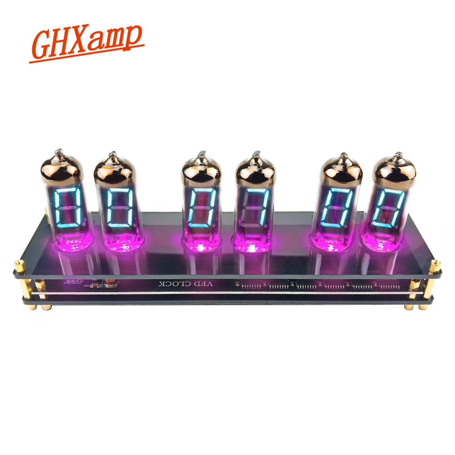 GHXAMP IV11 Electronic Valve VFD Clock High-end Retro Fluorescent Tube Clock 255 Colors Acrylic Material USB-C DC 5V 1PC