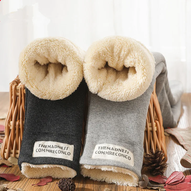 Baby Girls Pants 2023 Winter Plush Warm Thicken Skinny Trousers Children Sports Long Pants Kids Outwear Clothing 3 5 6 7 8 Years