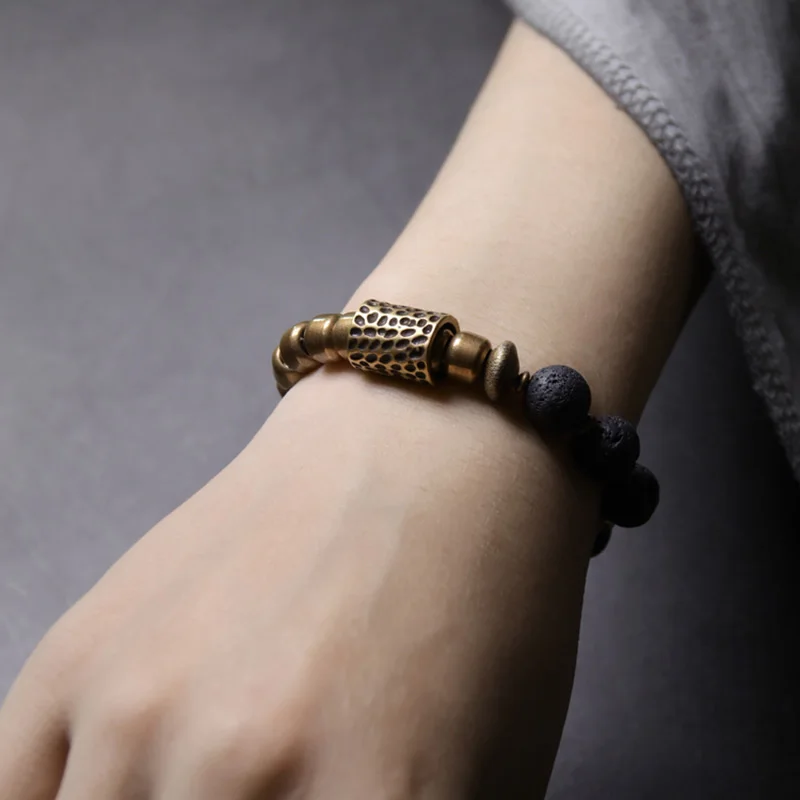 wholesale items Copper Charm Rock Lava Stone Bracelet Tribal Minimalist Street Marvel Dark Strand Anniversary Gift for Him Her