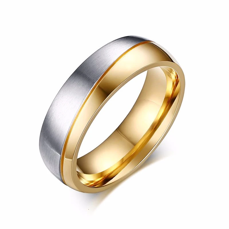 Vnox Gold-farbe Hochzeit Bands Ring für Frauen Männer Schmuck 6mm Edelstahl Verlobungsring Us-größe 5 zu 13