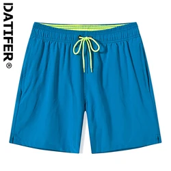Datifer Brand 2026 Summer Gym Mens Shorts Classic Polyester Mesh Liner Side Pockets Quick Dry Beach Bermudas Masculina Swimsuits