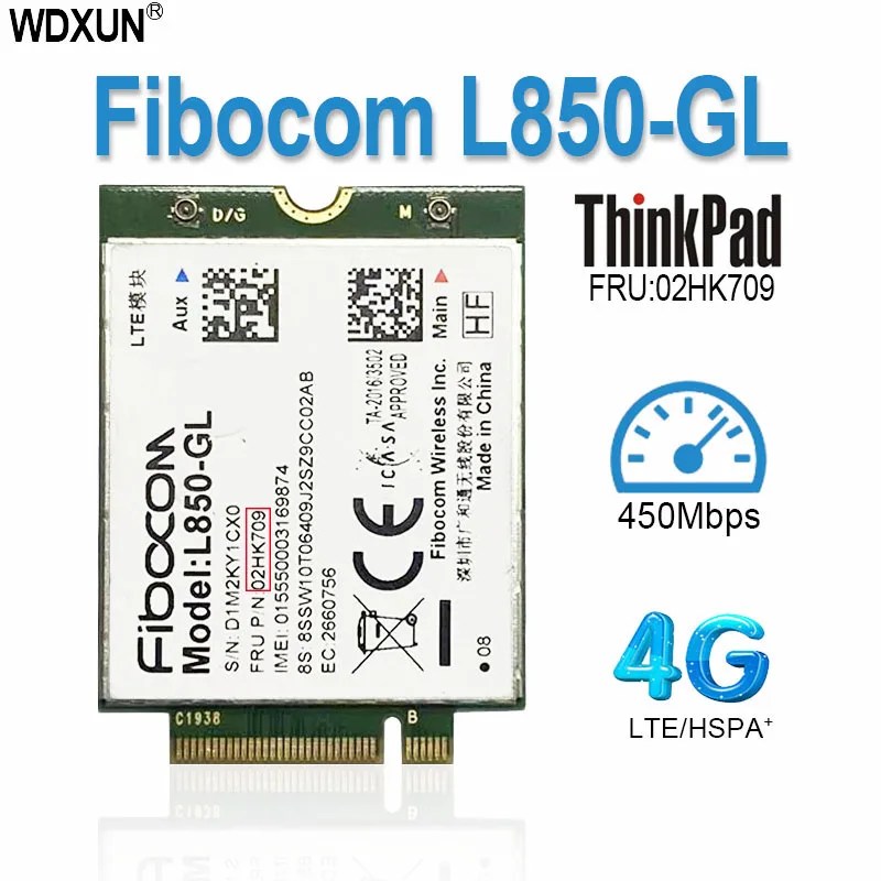 Fibohcom-Lenovo thinkpad,L850-GL,m.2カード,4g lte,cat9,x1,カーボン,7th,8e,02hk7129用のワイヤレスモジュール