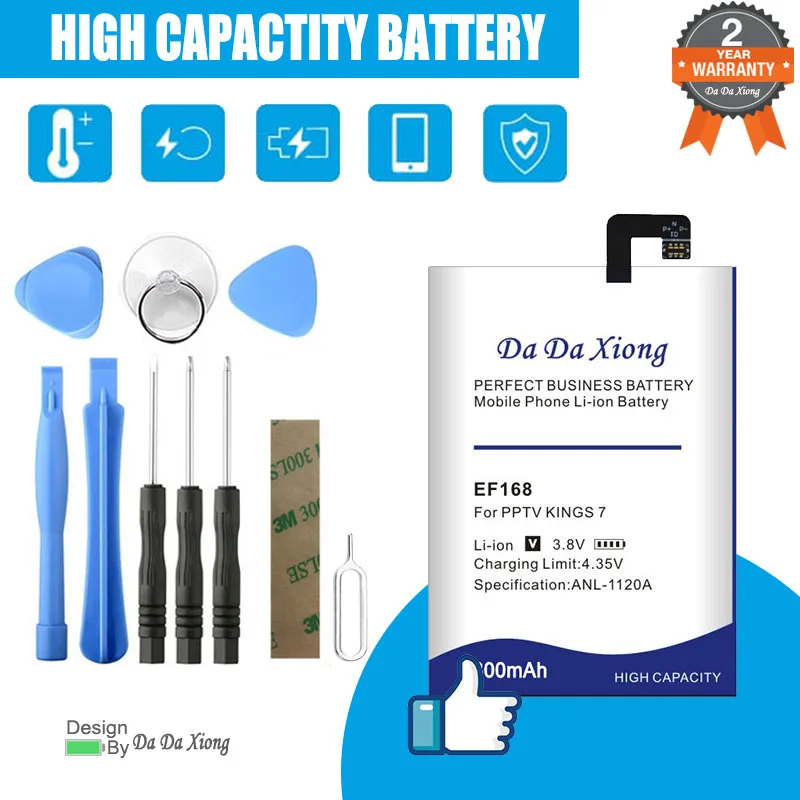 High Capacity 6800mAh EF168 Battery For PPTV King7S PP6000 Replacement Batteria + Free Tools