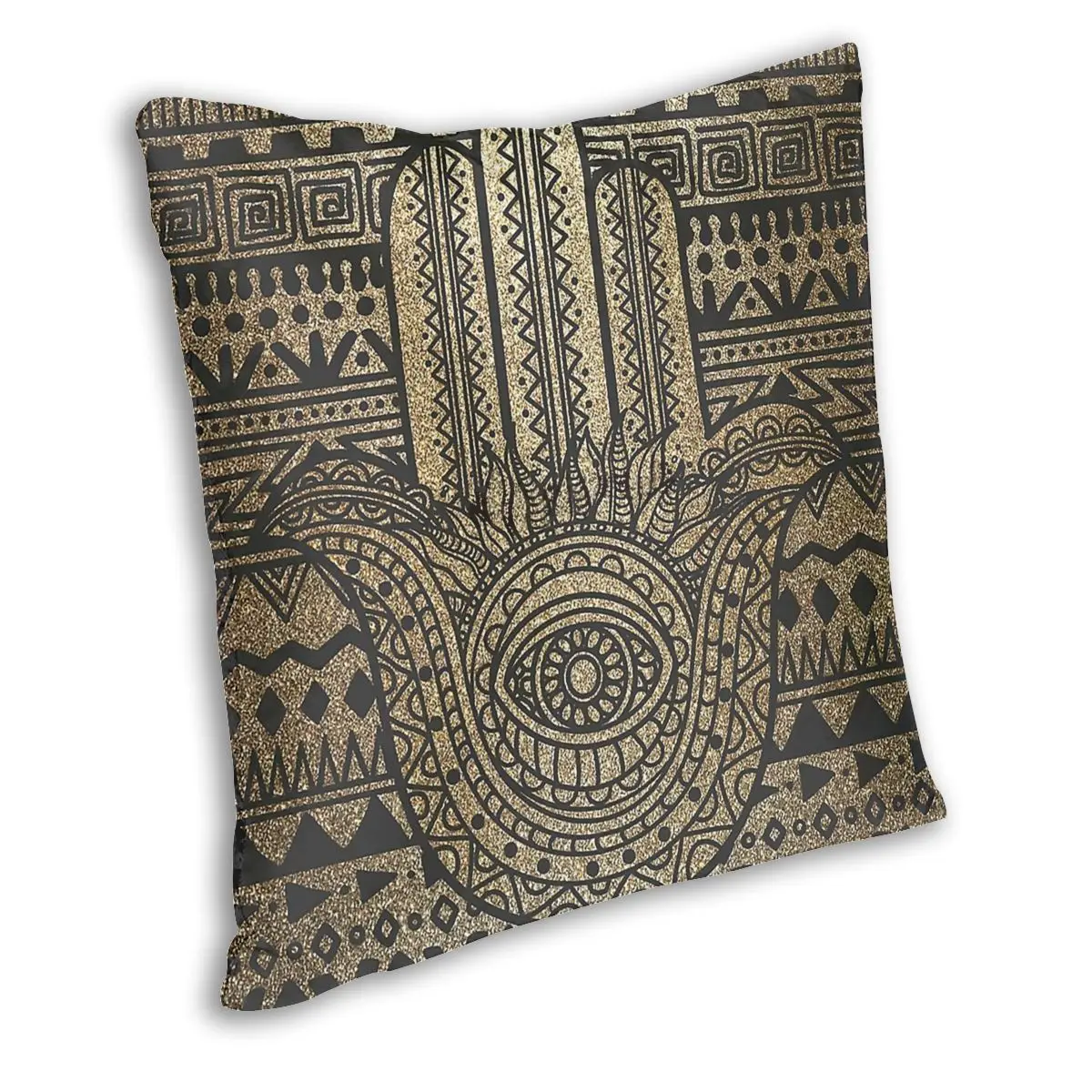 Native Pattern Golden Hamsa Hand Pillowcase Home Decor Mandala Geometry Cushions Throw Pillow for Home Double-sided Printing