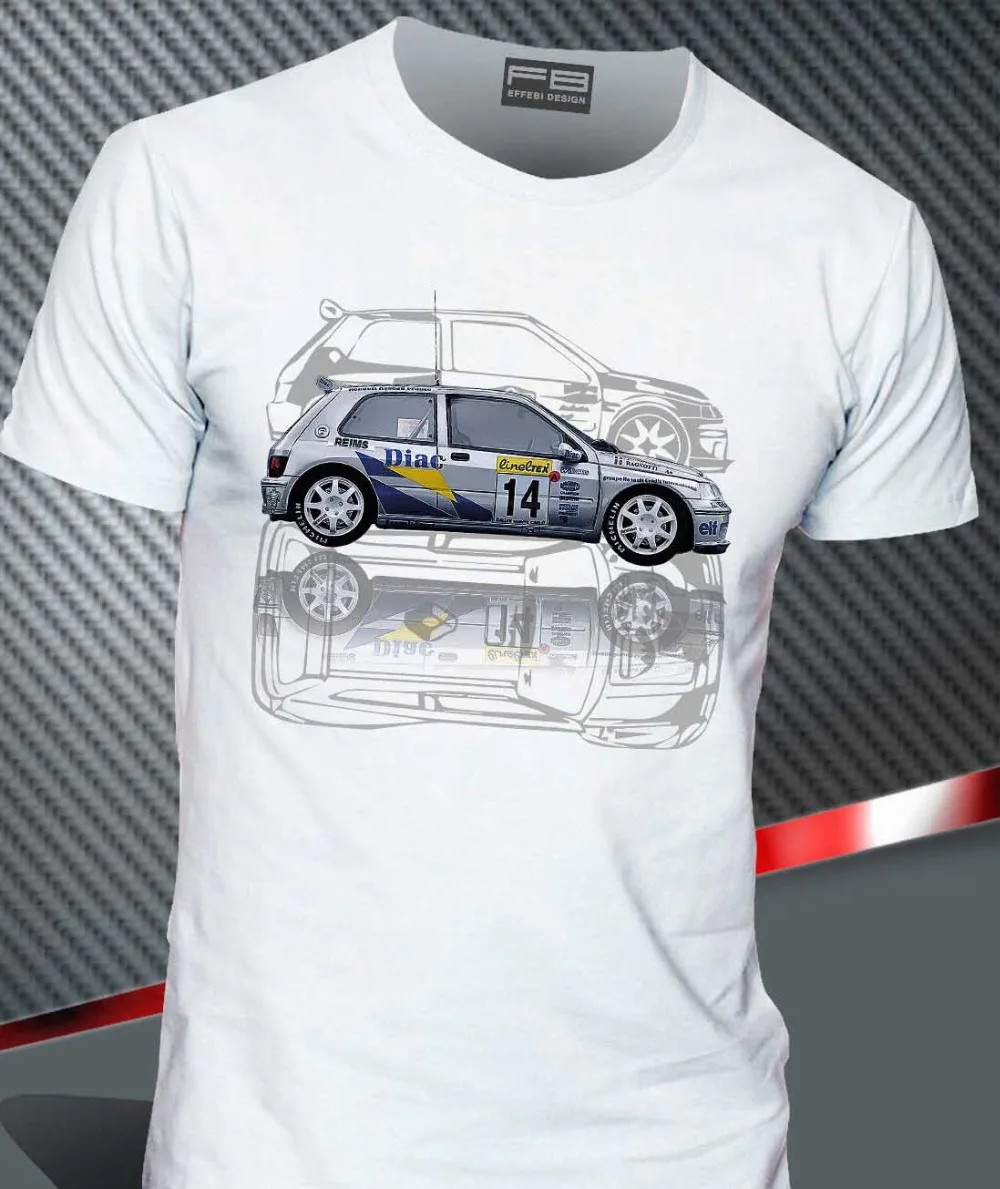 T-Shirt renoult Clio Williams Maxi Kit Car Team Diac France Men T Shirt 2020 Summer Cotton Men Fashion Leisure Tee ogo