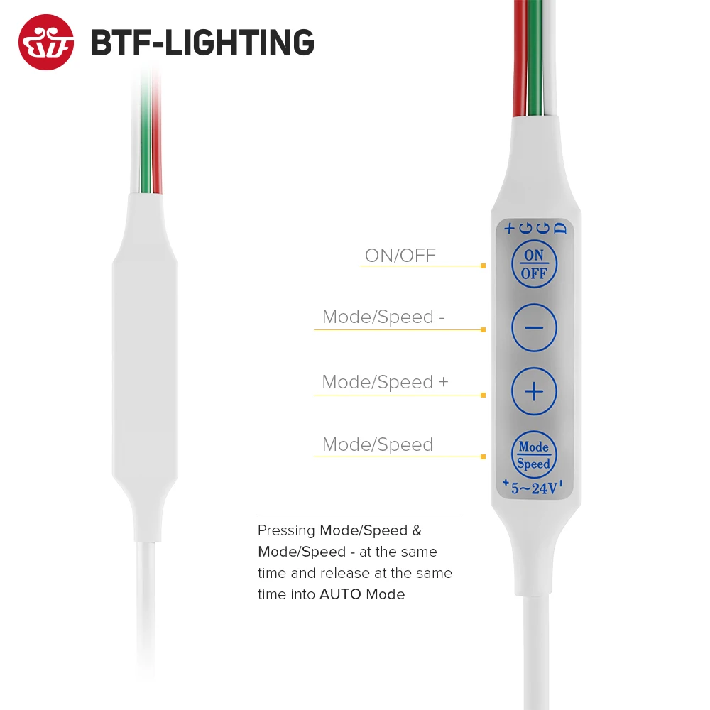 Mini WS2812B WS2811 Controller for Pixel LED Strip Light USB 3 4 Key WS2812 LED Light Strip SP621E Music Bluetooth APP DC5V-24V