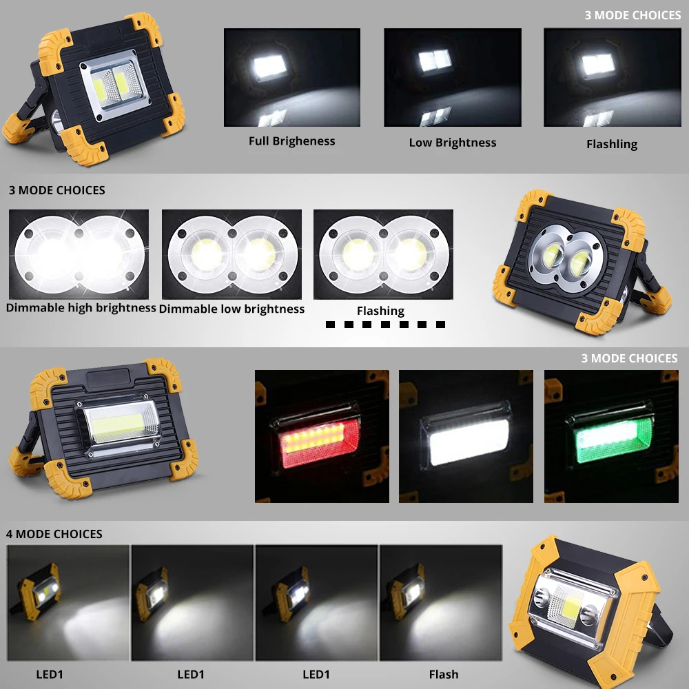 1000W Lampe Led Portable Spotlight Work Light Rechargeable 18650 Battery Outdoor Light For Hunting Camping Latern Flashlight