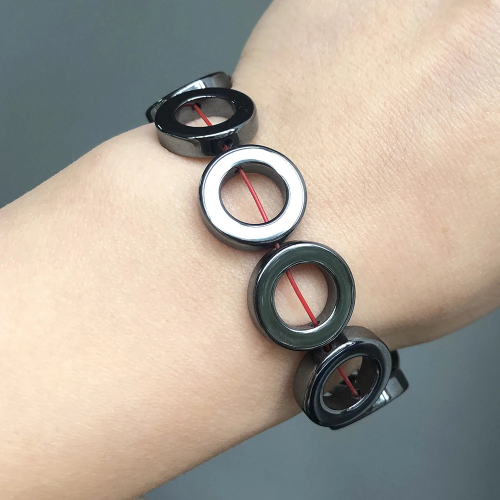 Natural Big Hole Black Hematite Stone Beads Round Loose Spacer Beads For Jewelry Making Diy Bracelet Accessories 15Inch