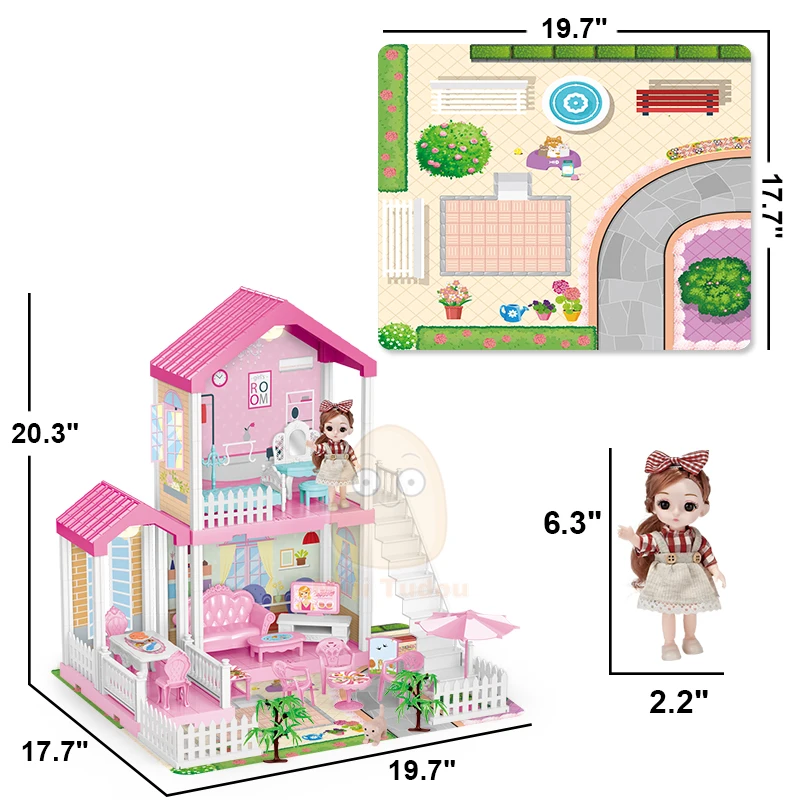 Princess Big Villa DIY Simulation Assembled Dollhouse Pink Castle Pretend Play Doll Game Educational Toy For Girl Birthday Gift