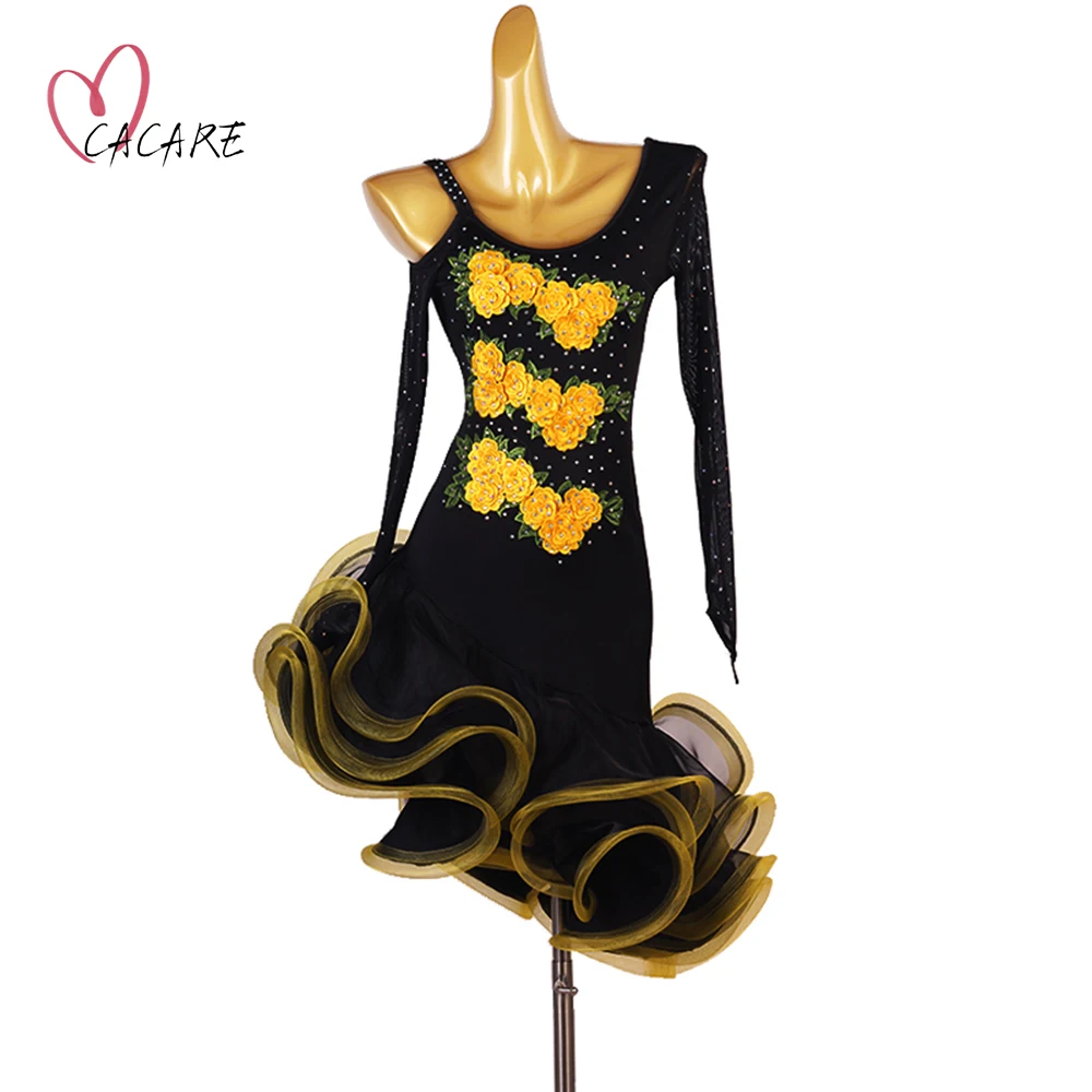 

Latin Dance Dress for Women Girls Fringe Salsa Dancing Competition Dresses Tango Samba Clothes Costumes D1099 with Appliques