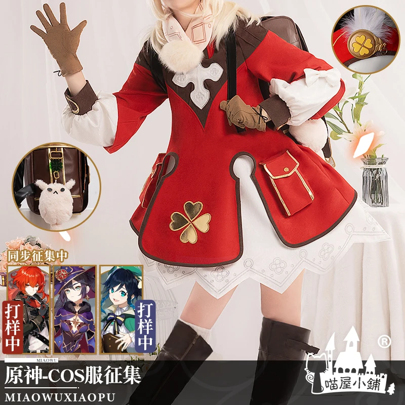 Anime Genshin Impact Klee Battle Uniform Lolita Dress Party Outfit Cosplay Costume Full Set Halloween Free Shipping 2020 New