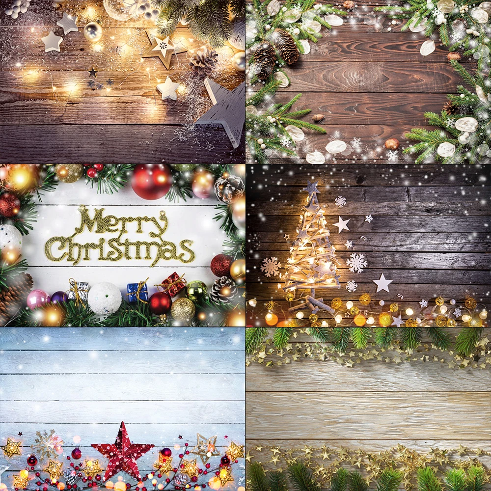 

Christmas Background For Photography Wooden Board Star Light Pine Baby Portrait Party Photo Backdrop Photocall For Photo Studio