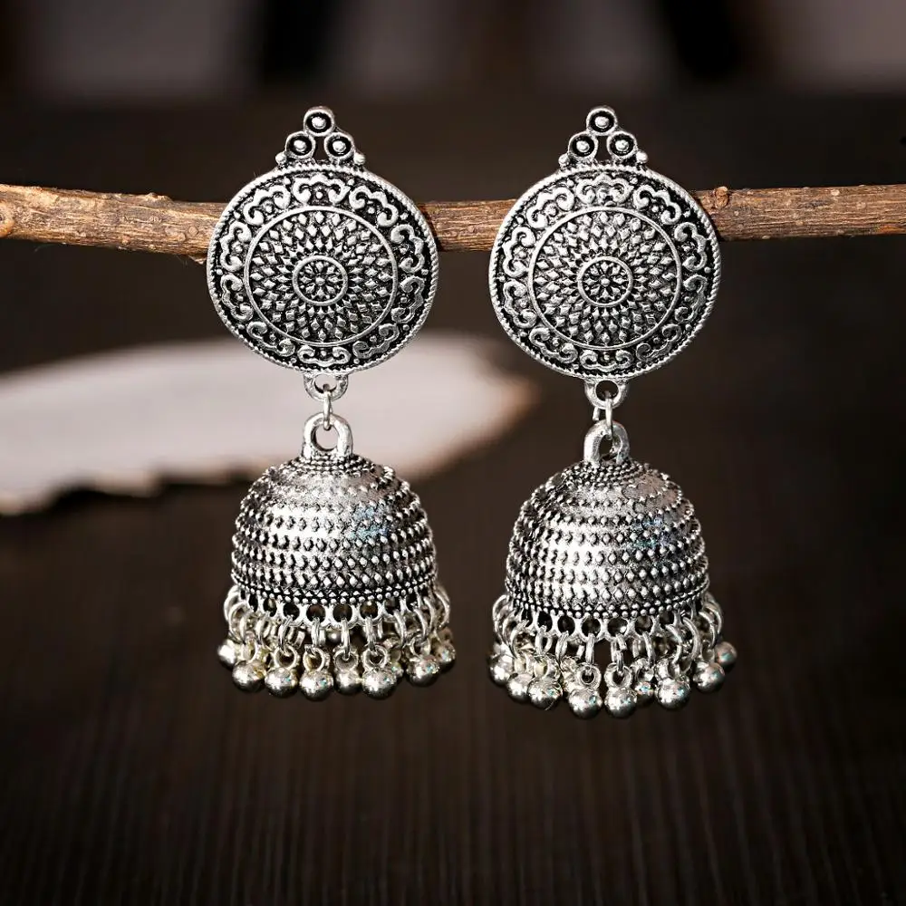 Egypt Gypsy Jewelry Retro Ethnic Indian Jhumka Small Bells Beads Tassel Dangle Earrings For Women Bohemian Pendients Party Gift