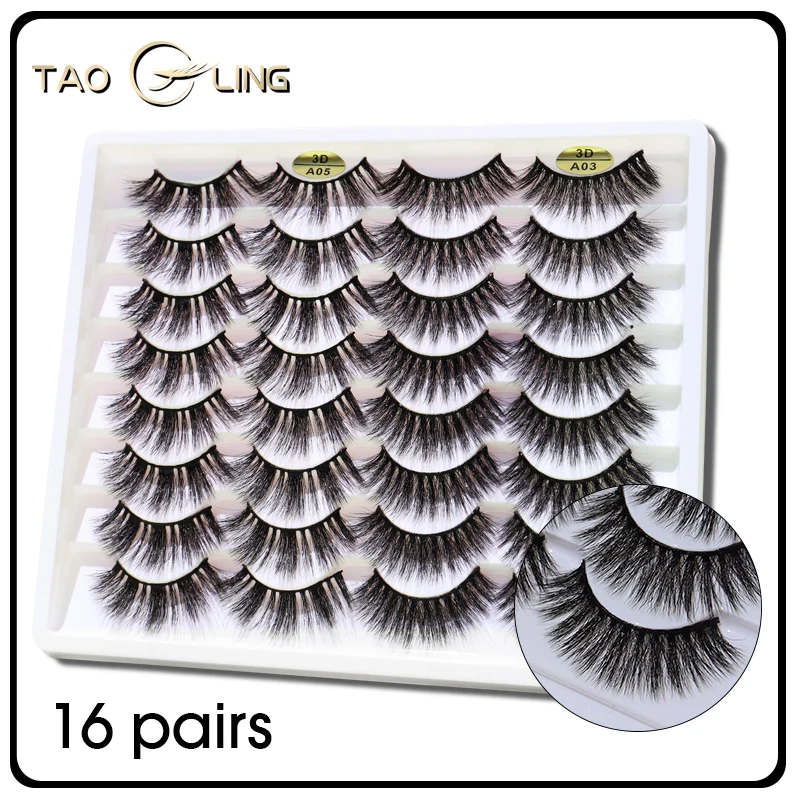 

TAOLING 16 Pairs Multipack 3D Faux Mink Hair False Eyelashes Handmade Wispy Fluffy Long Lashes Natural Eye Makeup Tools Eye Lash