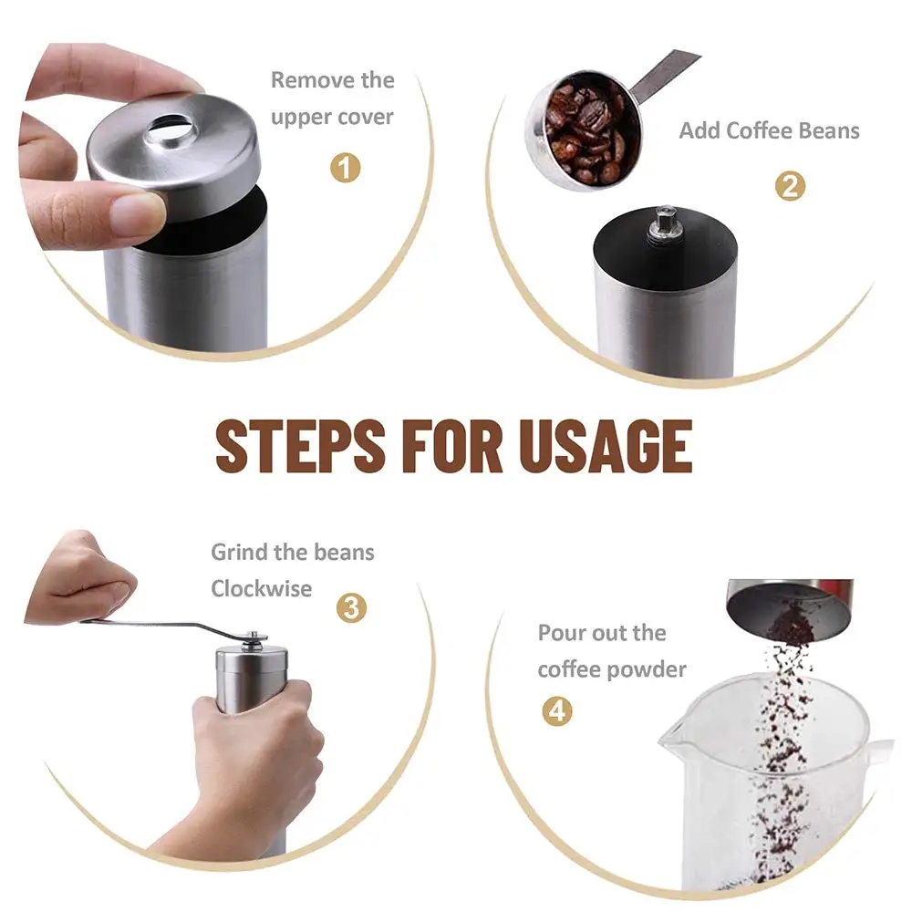 WALFOS Manual Coffee Grinder Mill Machine Stainless Steel Hand Herb Coffee Bean Burr Grinder Coffee Accessories Kitchen Gadgets