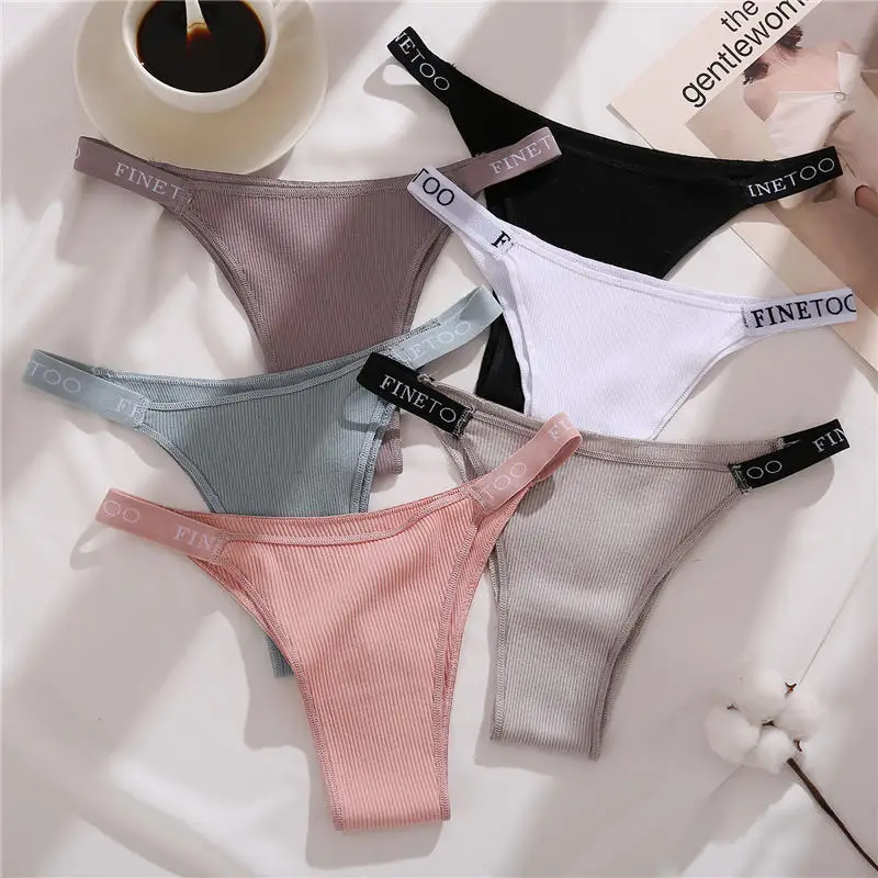 FINETOO 3PCS/Set Women\'s Lingerie Panties Cotton Gstring Female Underpants Sexy Letter Panties Thong Pantys Underwear Intimates