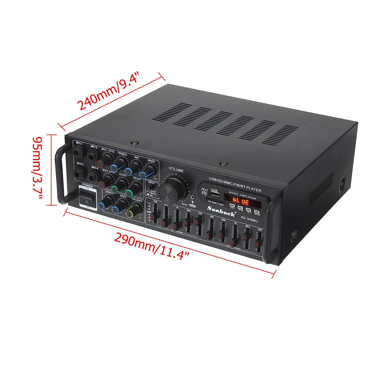 새로운 SUNBUCK 2000W 블루투스 스테레오 앰프 서라운드 사운드 USB SD AMP FM DVD AUX LCD 디스플레이 홈 시네마 가라오케 원격 제어