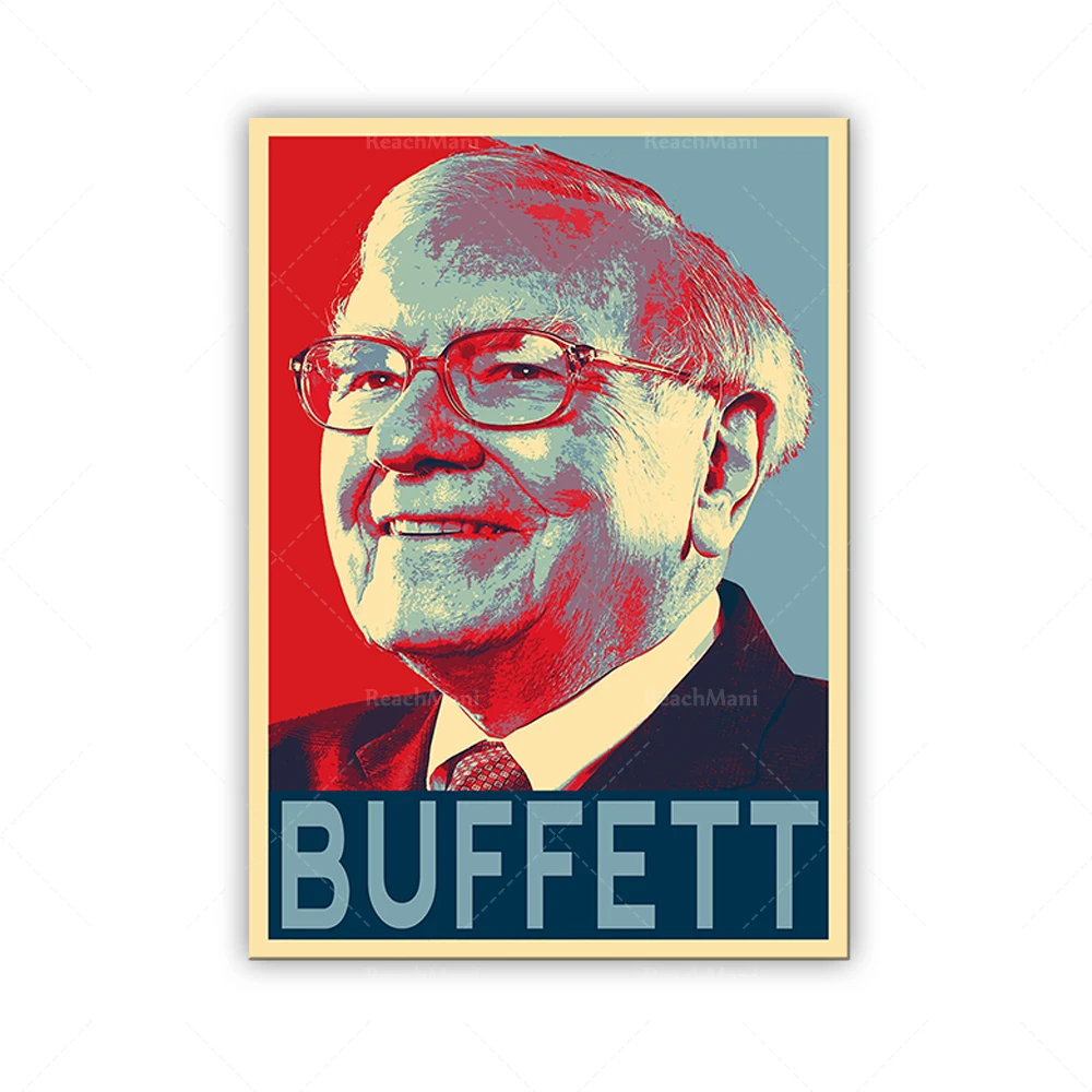 Warren Buffett Pop Art Illustration - Wall Street Stock Market Business Home Decor in Poster Print or Canvas