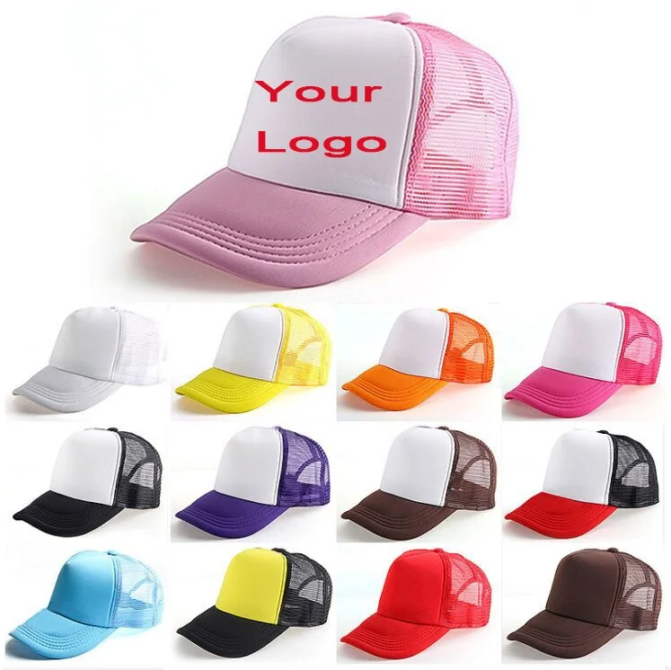 10pcs/Lot wholesale Custom Logo Mesh Hats Men's Trucker Hat Adult Adjustable 100% Polyester Baseball Caps Women Snapback Hat