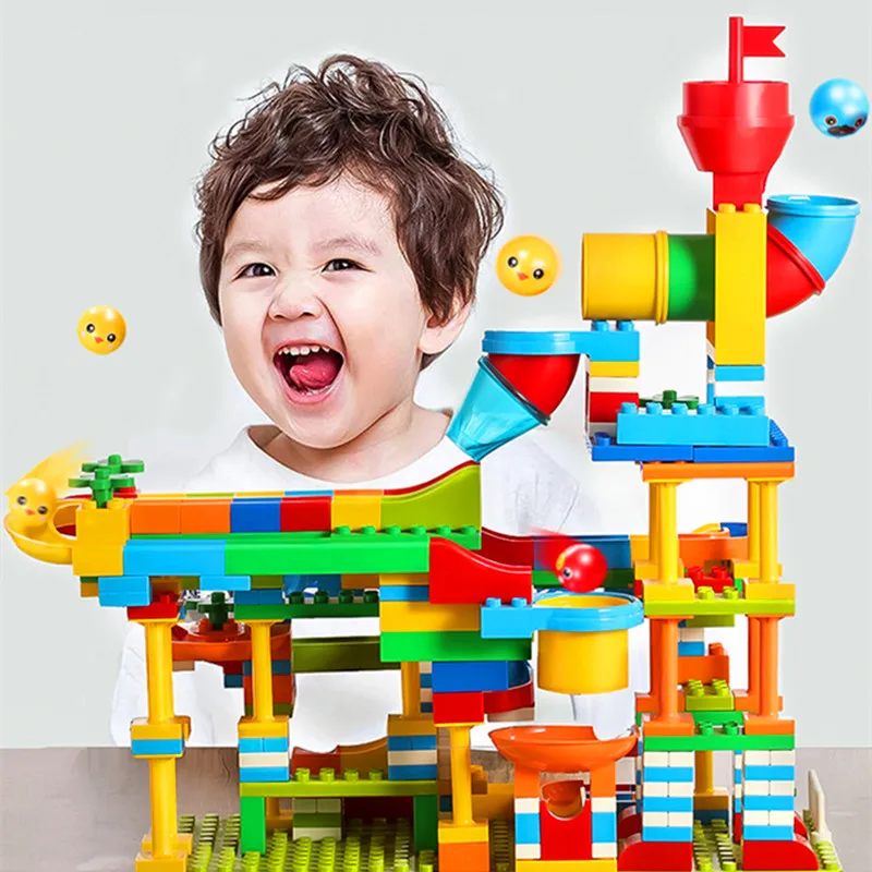 Big Marble Race Run Maze Ball Building Blocks Parts Special Track Slide Gear Pipeline Funnel Cubes Compatible Construction Toys