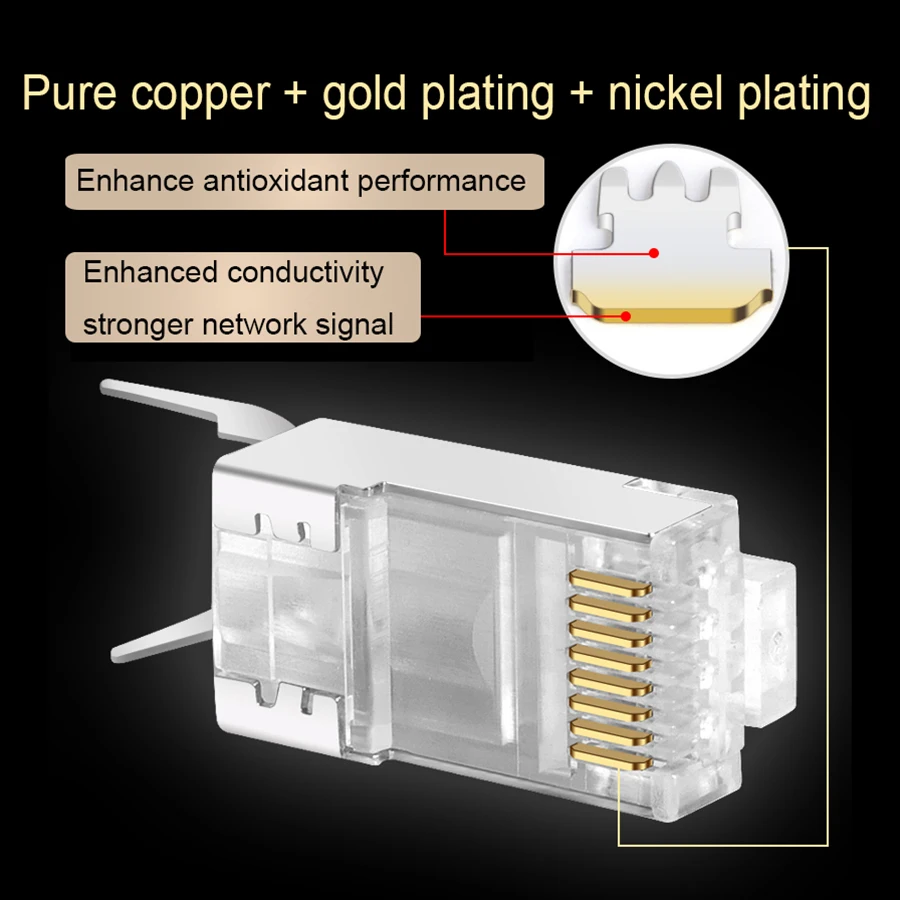 xintylink CAT7 rj45 connector rj rg45 ethernet cable plug CAT6A 8P8C FTP stp shielded cat.6a cat.7 network sftp lan 10/50/100pcs