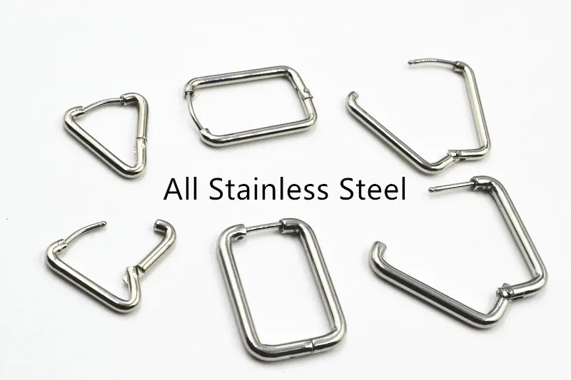 

Lot 50pcs Fashion Jewelry- Hoop New Earrings PUNK EMO Men/Women Ear Studs/Earring Stainless Steel Triangle Hoop Ring