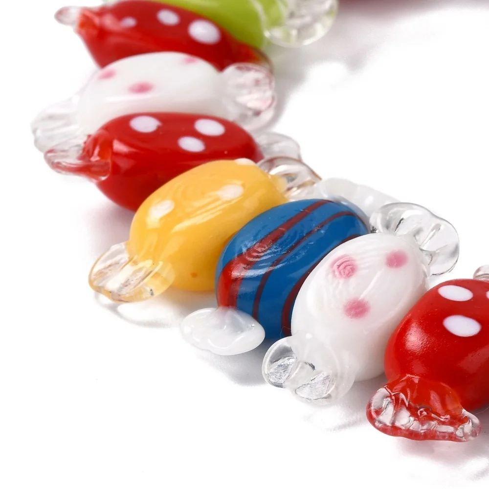 about 35pcs/Strand Handmade Lampwork Candy Beads Strands Colorful for Bracelet Necklace Kids Jwelry DIY Making Accessories
