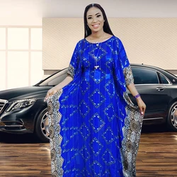 Muslimischen Sets Kleid Dame Partei Europäischen Kleidung Amerikanischen Kleidung Blau Abaya Dubai Maxi Afrikanischen Design Lose Druck Robe Kleider