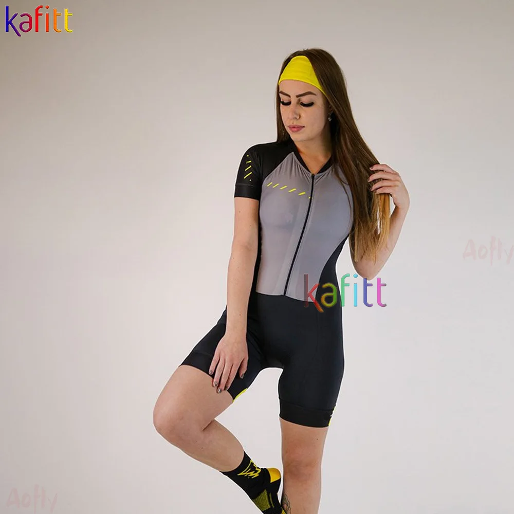 

Macaquinho Ciclismo Kafitt Women's Cycling Triathlon Short Sleeve Monkey Sets Jumpsuit Maillot Ropa Bicycle Dress