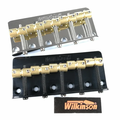 Imagen 1 del producto Wilkinson-puente para bajo eléctrico WBBC5, 5 cuerdas, con sillines de latón para Jazz de precisión, cromado, plateado y negro