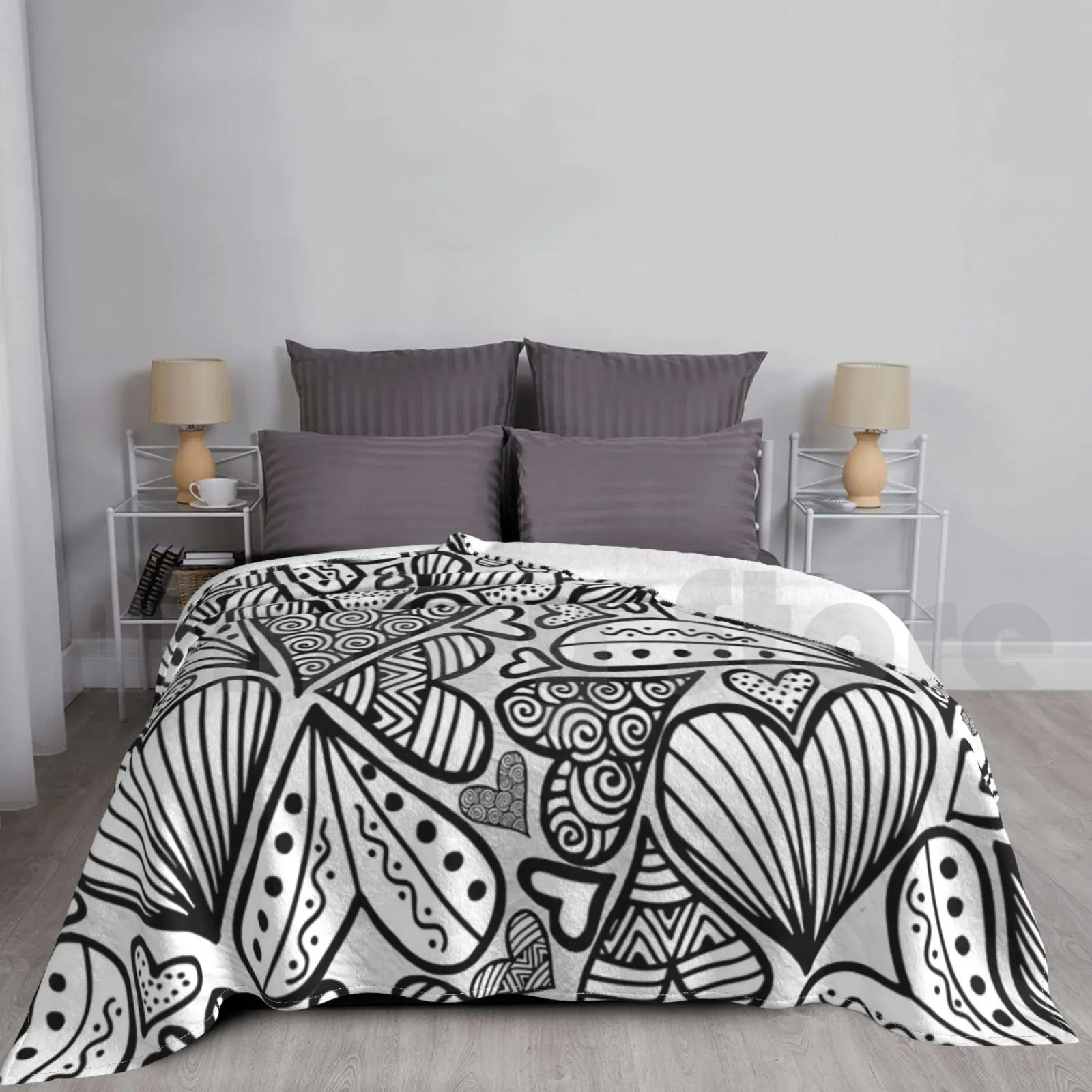 

Zentangle Inspired Art Heart Blanket For Sofa Bed Travel Zentangle Inspired Art Meditative Art Zentangle Heart