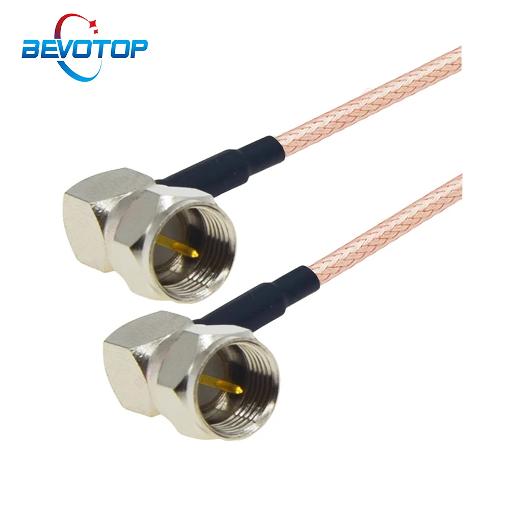 RG179 Cable F Male Right Angle 90° Plug to F Male 90° Plug 75 Ohm RF Coaxial Extension Pigtail for TV Set-top Box DIY Jumper