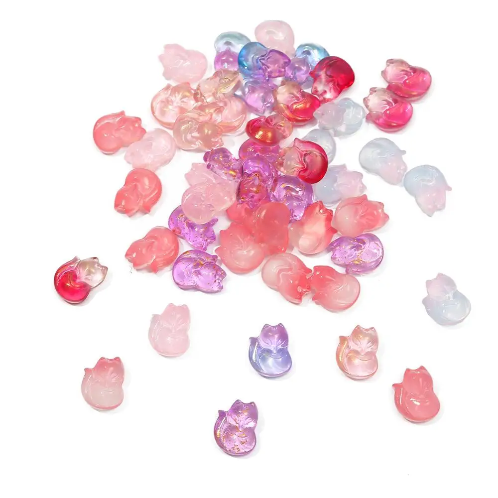 10pcs Fashion Fancy Cute Crystal Glass Little Fox Charms Pendants Beads for DIY Earring Necklace Jewelry Making Accessories