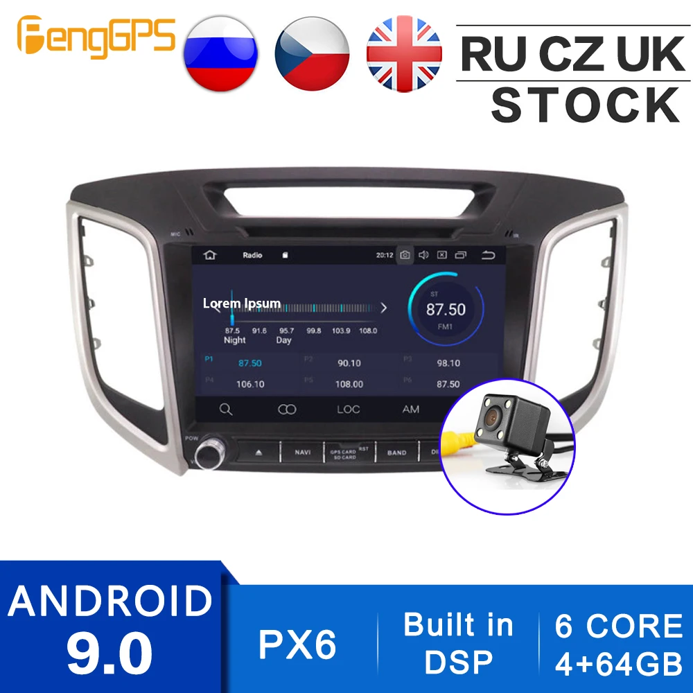 Car CD DVD Player Android 10.0/9.0 Car Stereo for Hyundai Ix25/Creta 2014-2019 GPS Navigation Multimedia FM AM Radio Headunit