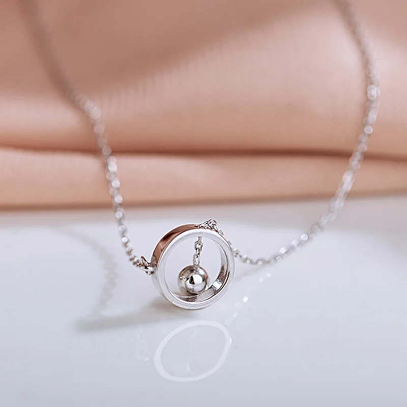 CIAXY Silber Farbe Geometrische Perlen Kreis Anhänger Halsketten für Frauen Ästhetischen Quaste Schlüsselbein Kette Halsband Modeschmuck – Detail 9