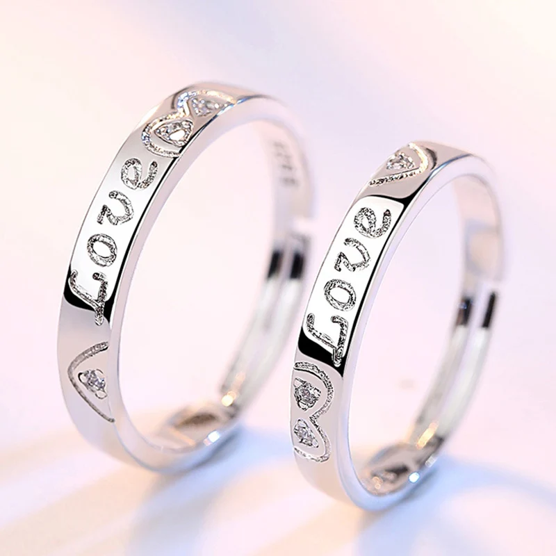 2 Teile/sätze Zirkon Herz Passenden Paar Ringe Set Für Immer Endlose Liebe Hochzeit Ring Für Frauen Männer Charme Valentinstag schmuck – Detail 6