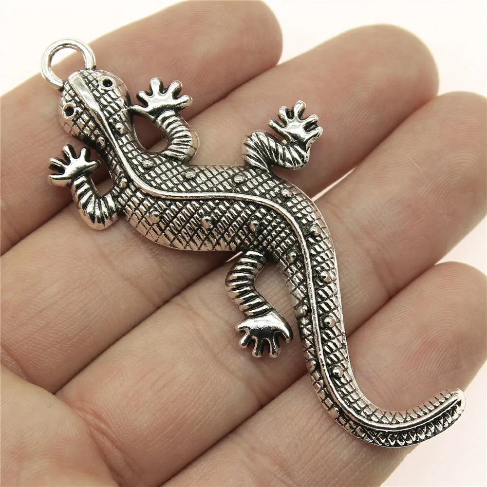 10pcs Charms Chameleon Gecko House Lizard Handmade Craft Pendant Making Vintage Tibetan Bronze Silver Color DIY For Necklace