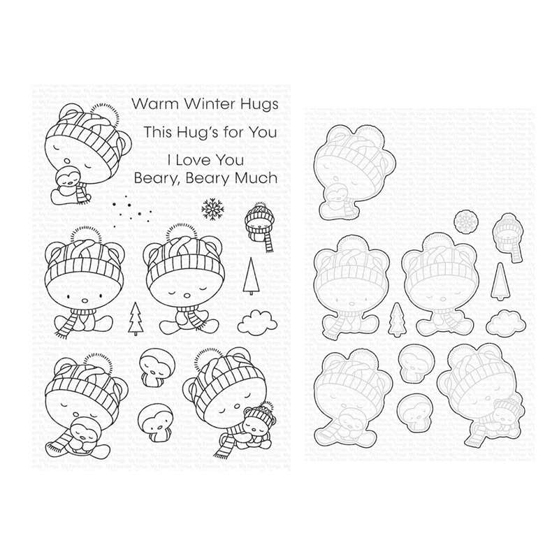 Warm Winter Hugs Cutting Dies Scrapbooking for New Arrival 2021 Clear Stamps Paper Making Embossing Frames Card Craft 2