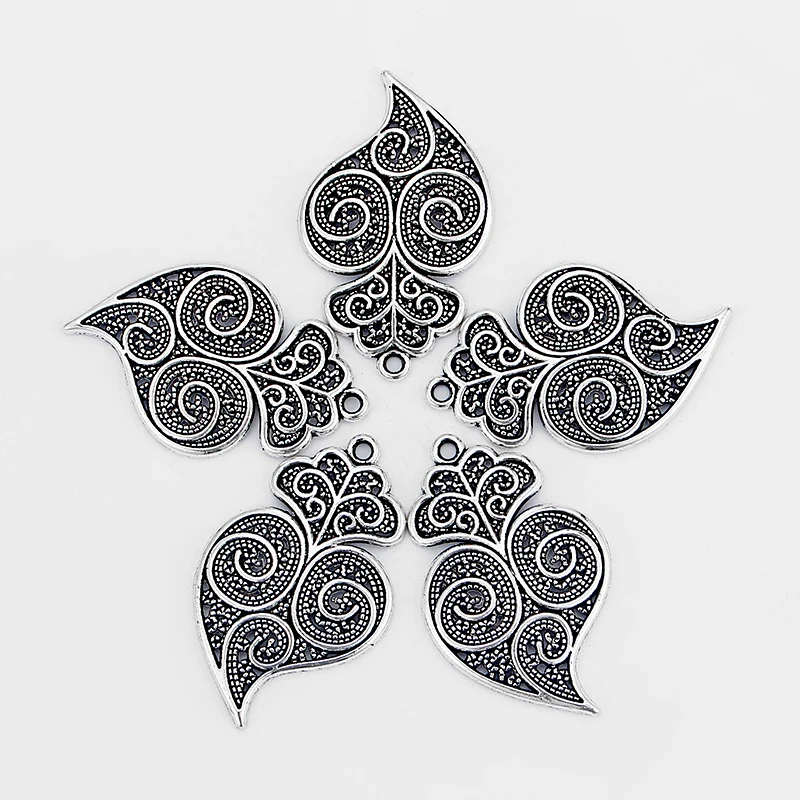 5pcs Antique Silver Color Heart Metal Charms Pendant for DIY Earring Neckalce Bracelet Jewelry Making Findings Accessorie