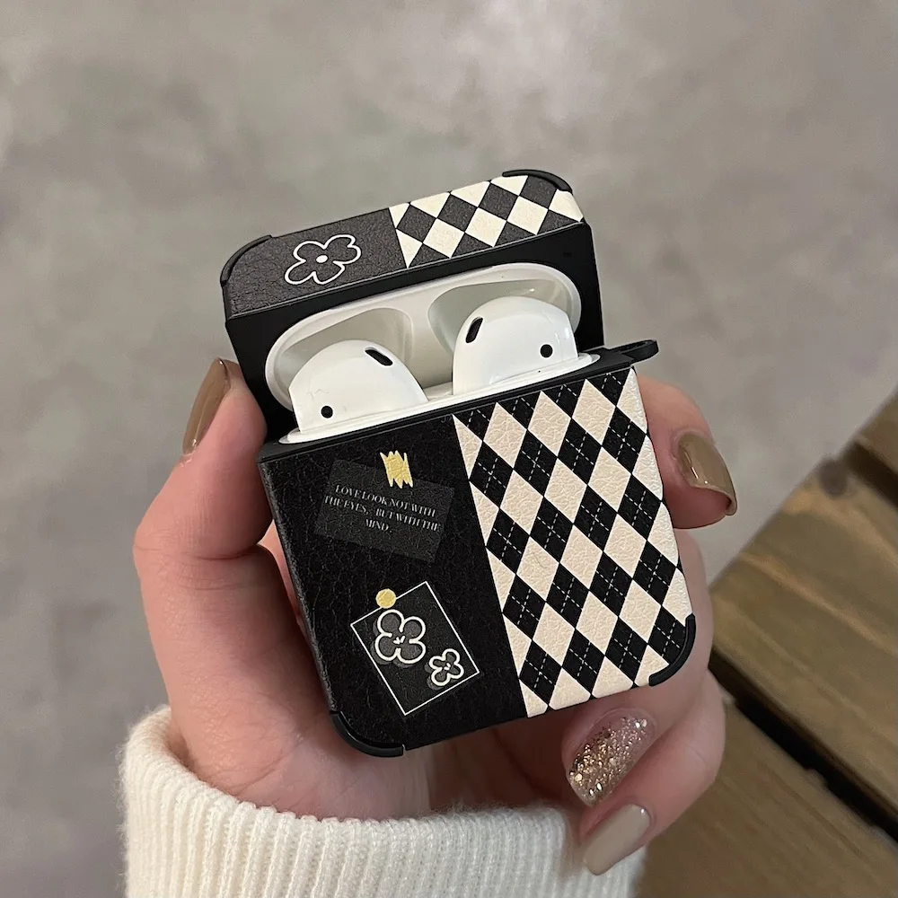 Funda de cuero con etiqueta de flores para auriculares Airpods 1, 2 Pro, 3. ª, bonita funda con gancho para auriculares Bluetooth