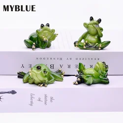 Frog Doll Figurine Miniatures MYBLUE 4 Pcs/Set Cute Creative Fairy Garden Nordic Home Room Table Decoration Accessories
